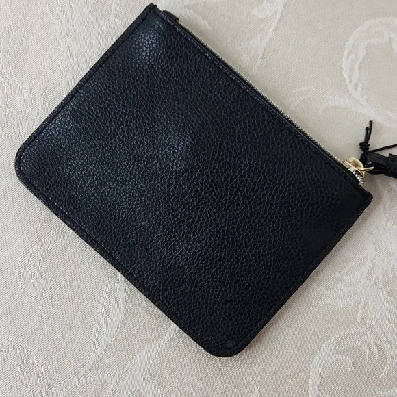 Victoria's Secret small wristlet key holder coin purse black gold heart studded - Picture 2 of 5